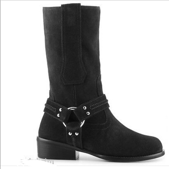 Giuseppe Zannoti Black Suede Moto Boot, Size 8(39)